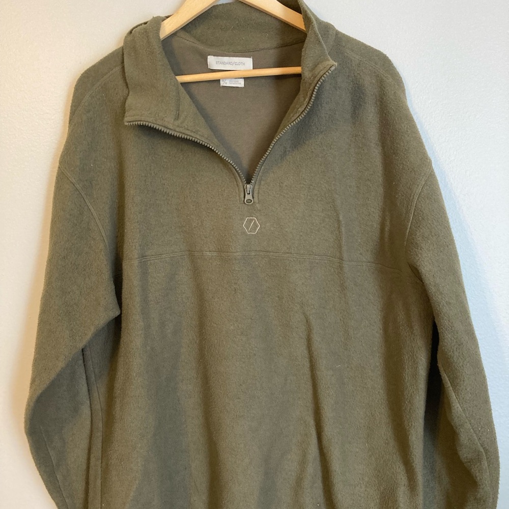 Standard Cloth olive green Oslo quarter zip fleece - Picture 4 of 7
